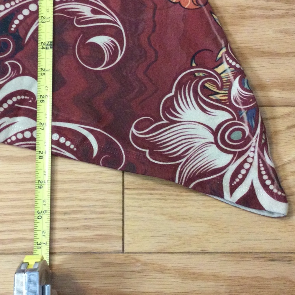 NWT L Roz & Ali Multicolor Floral-Print Long Sleeve Sharkbite Tunic - Rust - Picture 13 of 16